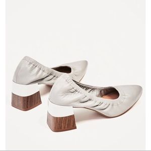 Zara leather block heel shoes gray SZ 36